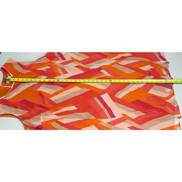Calvin Klein Women's Watermelon Pink Geometric Georgette Shift Dress Size 20W - Picture 11 of 12